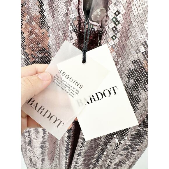 Bardot Sequin Slip dress in Square Sequin Size L NEW - Picture 4 of 5
